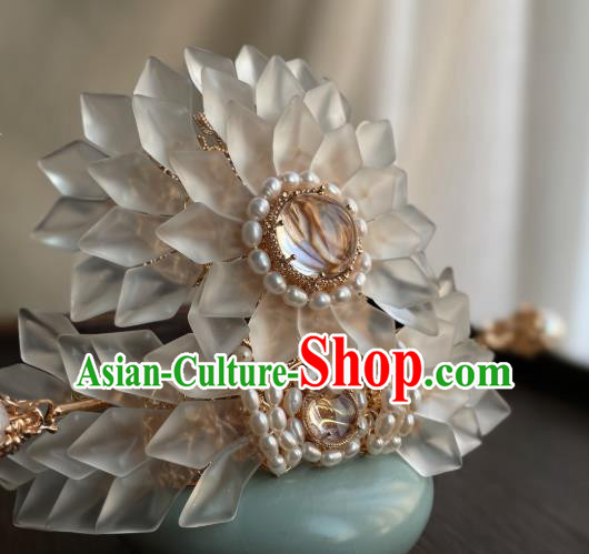 Chinese Handmade Pearls Hair Crown Traditional Hanfu Hair Accessories Ancient Princess Hair Comb