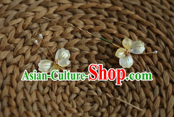 Chinese Handmade Shell Butterfly Hairpin Traditional Hanfu Hair Accessories Ancient Princess Hair Clip