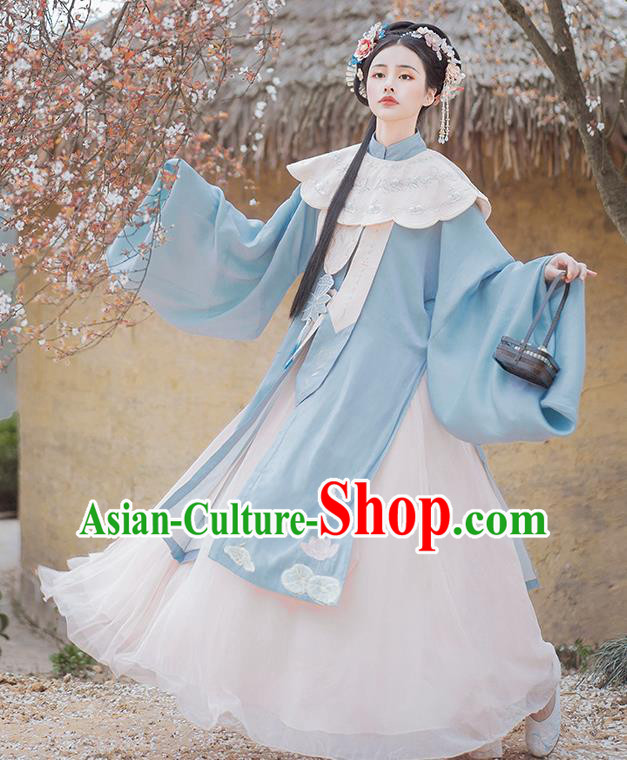 China Ancient Ming Dynasty Court Beauty Hanfu Dress Clothing Complete Set