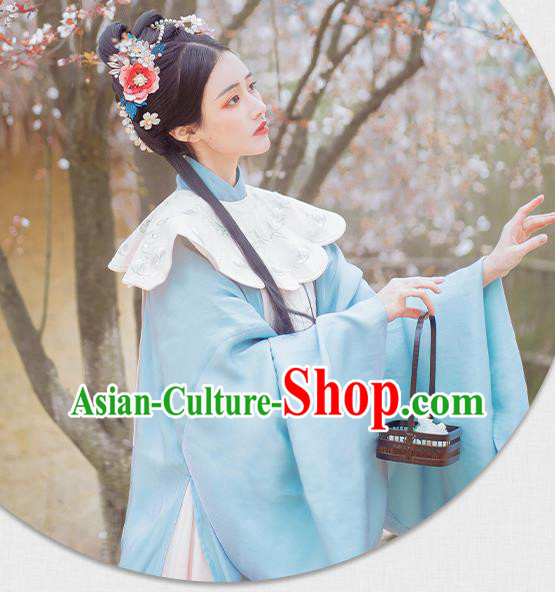 China Ancient Ming Dynasty Court Beauty Hanfu Dress Clothing Complete Set