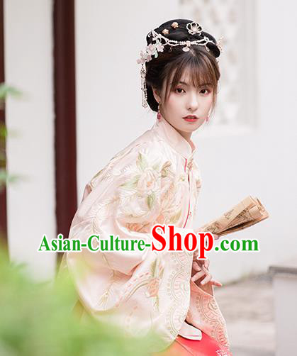 China Ancient Young Beauty Historical Clothing Traditional Ming Dynasty Patrician Lady Hanfu Dress Apparels
