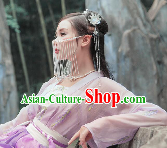 China Ancient Female Swordsman Hanfu Clothing Traditional Ming Dynasty Chivalrous Lady Purple Dress