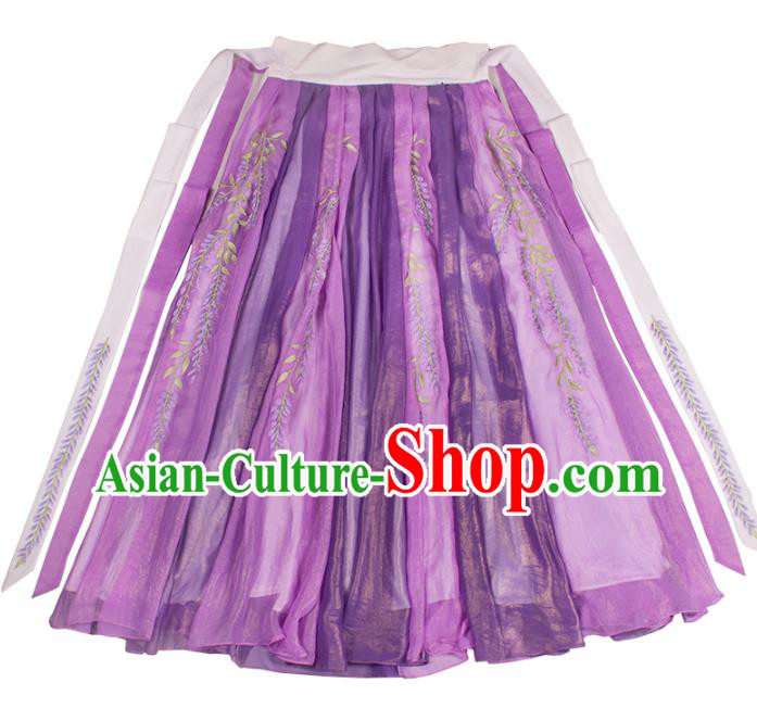 China Ancient Female Swordsman Hanfu Clothing Traditional Ming Dynasty Chivalrous Lady Purple Dress