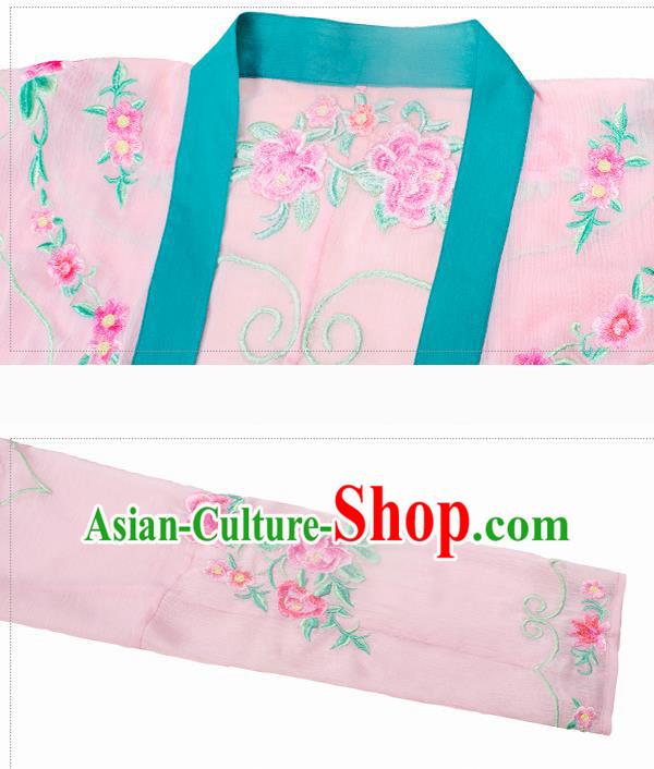 China Traditional Tang Dynasty Palace Lady Pink Hanfu Dress Ancient Young Beauty Costume