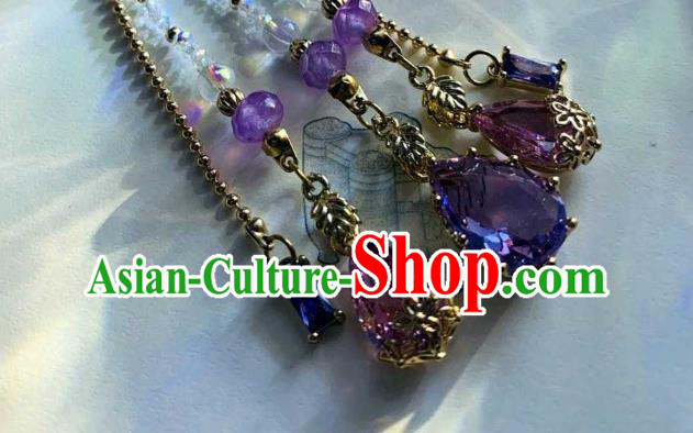 Chinese Handmade Rose Quartz Peony Hair Stick Traditional Ming Dynasty Princess Pearls Tassel Hairpin