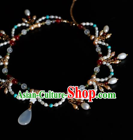 China Traditional Tang Dynasty Pearls Necklace Accessories Handmade Hanfu Necklet Jewelry