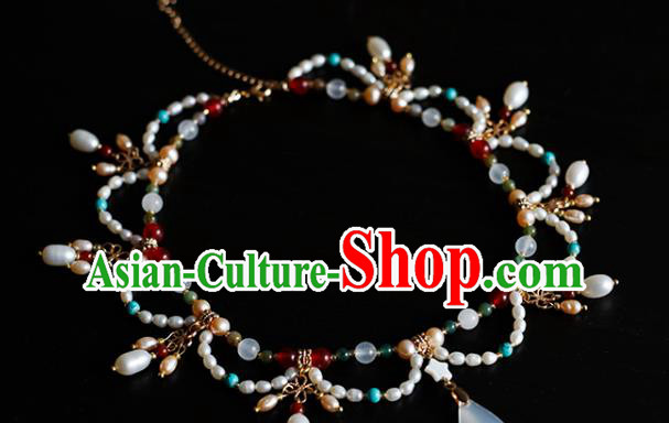 China Traditional Tang Dynasty Pearls Necklace Accessories Handmade Hanfu Necklet Jewelry