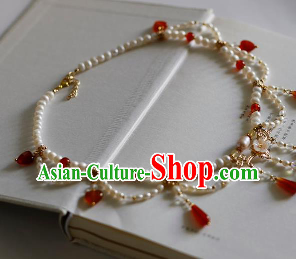 China Handmade Hanfu Necklet Jewelry Traditional Tang Dynasty Pearls Necklace Accessories