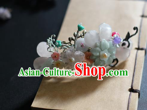 Chinese Handmade Hair Stick Traditional Ming Dynasty Princess Crystal Flowers Hair Claw