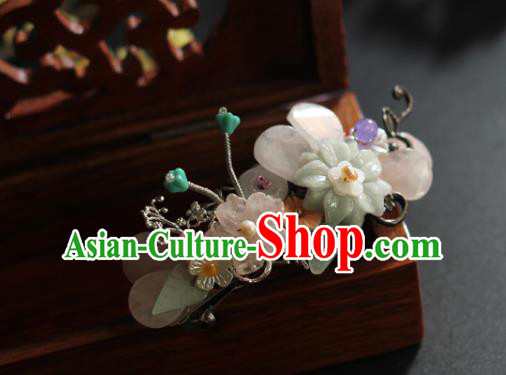 Chinese Handmade Hair Stick Traditional Ming Dynasty Princess Crystal Flowers Hair Claw
