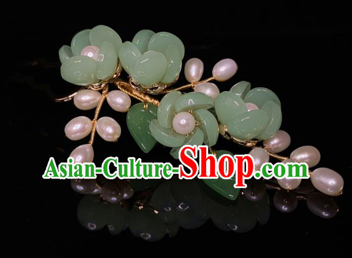 Chinese Ming Dynasty Princess Green Plum Blossom Hair Stick Handmade Traditional Hanfu Hairpin