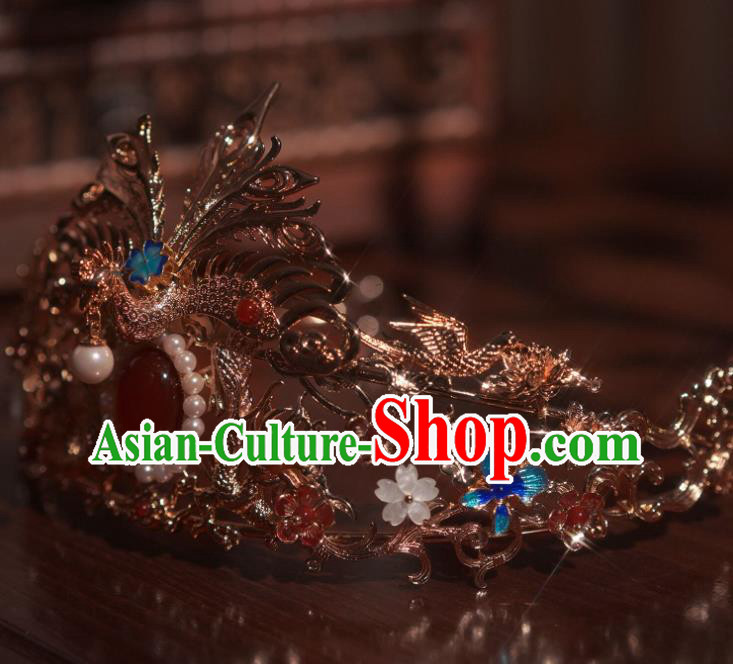 Chinese Handmade Wedding Hairpin Traditional Song Dynasty Princess Golden Hair Crown