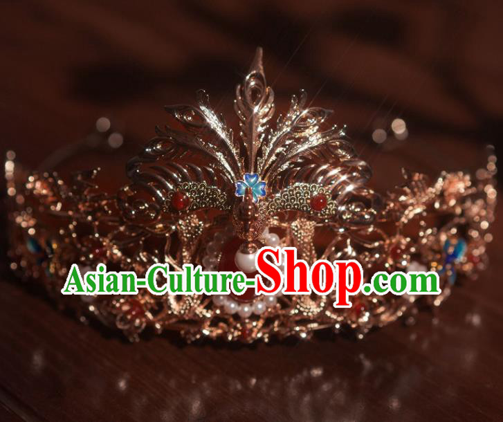 Chinese Handmade Wedding Hairpin Traditional Song Dynasty Princess Golden Hair Crown