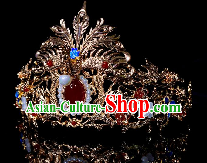 Chinese Handmade Wedding Hairpin Traditional Song Dynasty Princess Golden Hair Crown