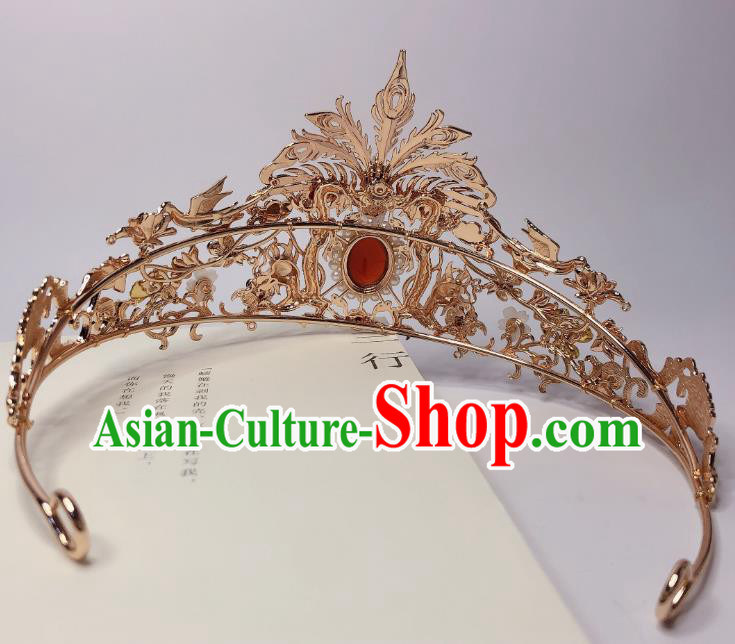Chinese Handmade Wedding Hairpin Traditional Song Dynasty Princess Golden Hair Crown
