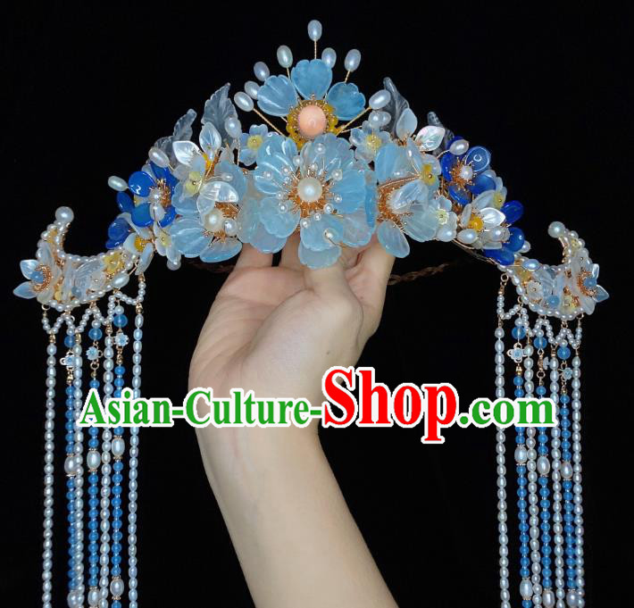 Chinese Handmade Wedding Hair Crown Traditional Song Dynasty Princess Hairpins Hair Accessories