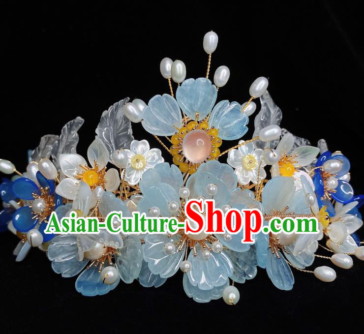 Chinese Handmade Wedding Hair Crown Traditional Song Dynasty Princess Hairpins Hair Accessories