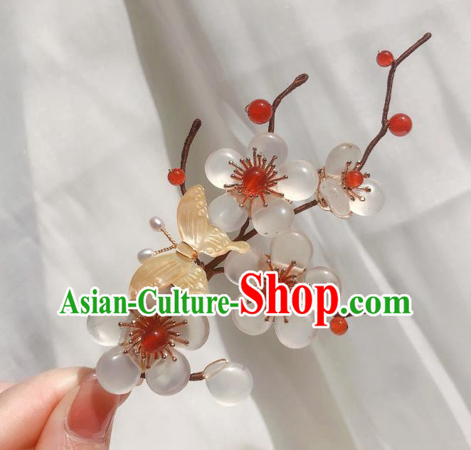 Chinese Handmade Shell Plum Hair Stick Traditional Ming Dynasty Princess Hairpin