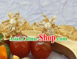 China Traditional Hanfu Earrings Ancient Palace Lady Agate Persimmon Ear Jewelry