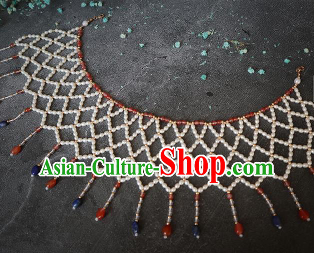 Chinese Handmade Tassel Hair Accessories Traditional Song Dynasty Empress Pearls Headband
