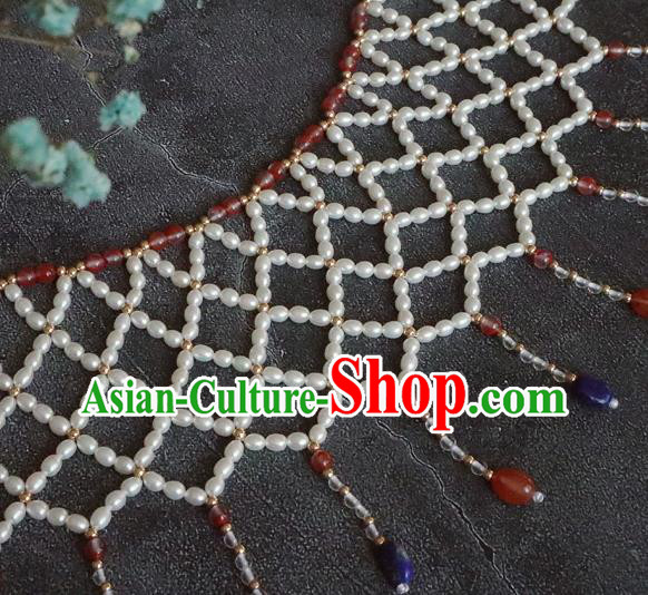 Chinese Handmade Tassel Hair Accessories Traditional Song Dynasty Empress Pearls Headband