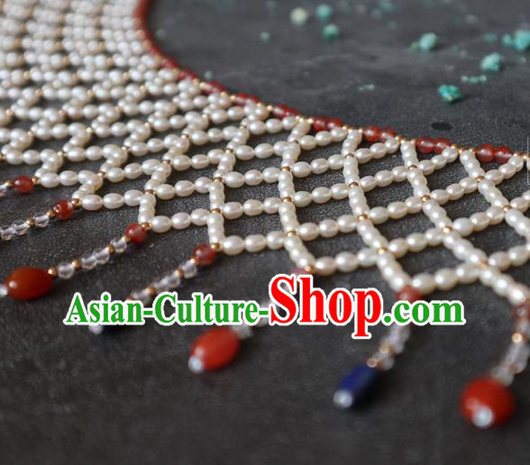 Chinese Handmade Tassel Hair Accessories Traditional Song Dynasty Empress Pearls Headband