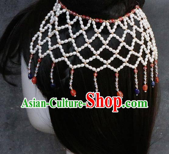Chinese Handmade Tassel Hair Accessories Traditional Song Dynasty Empress Pearls Headband