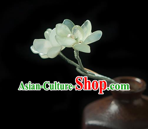 Chinese Handmade Pearls Hair Accessories Traditional Song Dynasty Princess Jade Mangnolia Hairpin