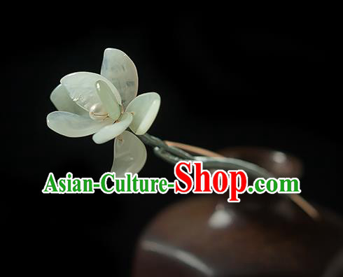 Chinese Handmade Pearls Hair Accessories Traditional Song Dynasty Princess Jade Mangnolia Hairpin