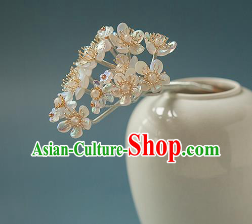 Chinese Handmade Crystal Pear Blossom Hair Stick Traditional Ming Dynasty Hanfu Hairpin