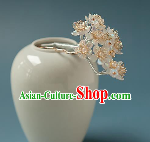 Chinese Handmade Crystal Pear Blossom Hair Stick Traditional Ming Dynasty Hanfu Hairpin