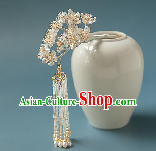 Chinese Handmade Crystal Pear Blossom Hair Stick Traditional Ming Dynasty Hanfu Hairpin