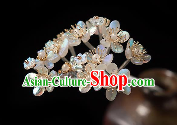 Chinese Handmade Crystal Pear Blossom Hair Stick Traditional Ming Dynasty Hanfu Hairpin