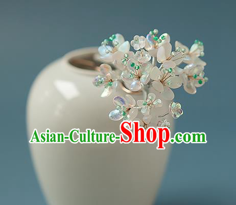 Chinese Handmade Pearls Tassel Hair Stick Traditional Ming Dynasty Hanfu Pear Blossom Hairpin