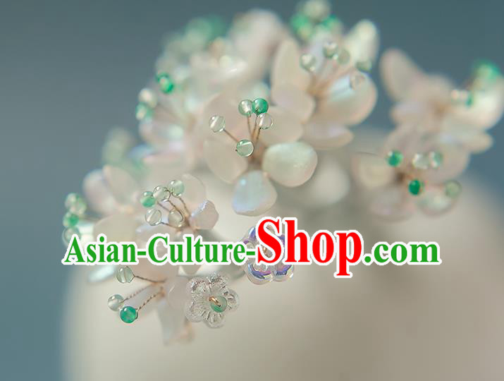 Chinese Handmade Pearls Tassel Hair Stick Traditional Ming Dynasty Hanfu Pear Blossom Hairpin