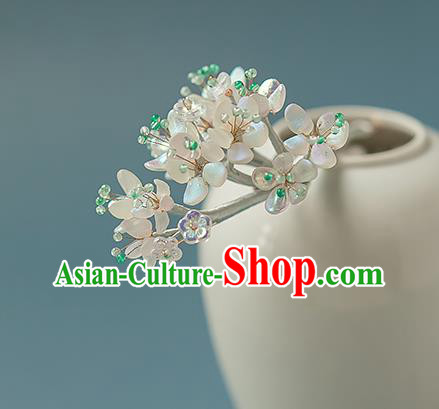 Chinese Handmade Pearls Tassel Hair Stick Traditional Ming Dynasty Hanfu Pear Blossom Hairpin