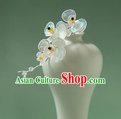 Chinese Handmade Crystal Hair Stick Traditional Ming Dynasty Hanfu Phalaenopsis Hairpin