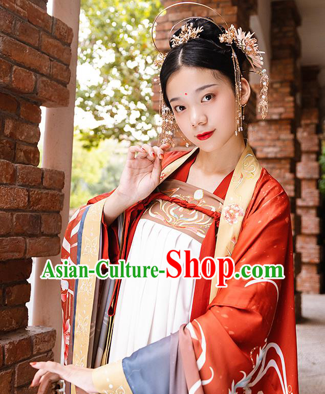 Traditional China Tang Dynasty Royal Princess Hanfu Dress Ancient Court Lady Historical Clothing