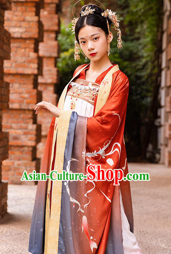 Traditional China Tang Dynasty Royal Princess Hanfu Dress Ancient Court Lady Historical Clothing