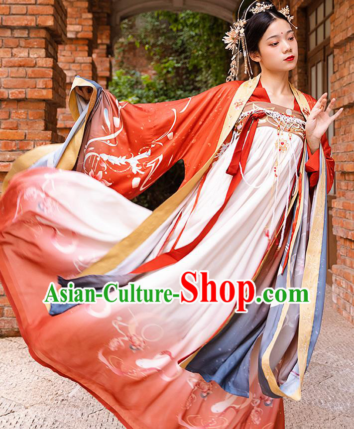 Traditional China Tang Dynasty Royal Princess Hanfu Dress Ancient Court Lady Historical Clothing