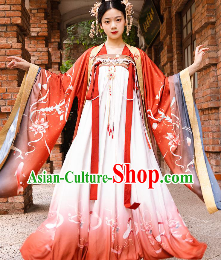 Traditional China Tang Dynasty Royal Princess Hanfu Dress Ancient Court Lady Historical Clothing