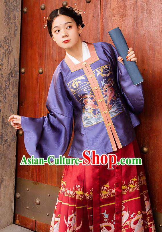 China Traditional Ming Dynasty Noble Woman Hanfu Apparels Ancient Patrician Mistress Historical Clothing Full Set