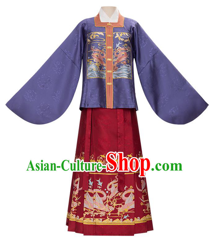 China Traditional Ming Dynasty Noble Woman Hanfu Apparels Ancient Patrician Mistress Historical Clothing Full Set