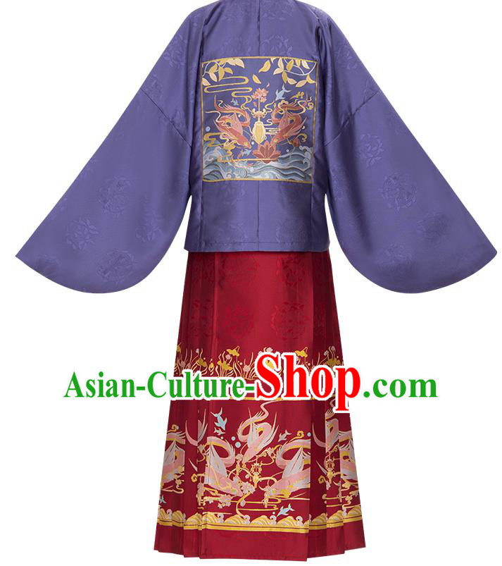 China Traditional Ming Dynasty Noble Woman Hanfu Apparels Ancient Patrician Mistress Historical Clothing Full Set