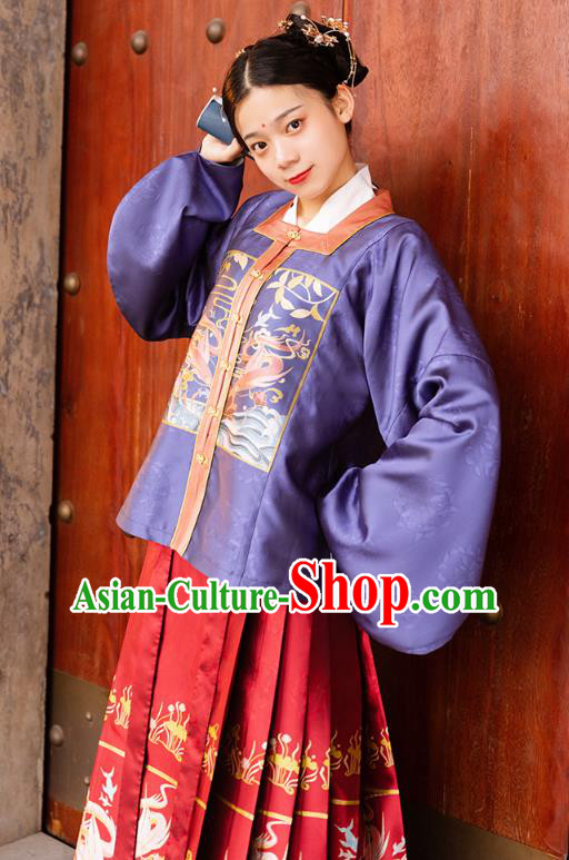 China Traditional Ming Dynasty Noble Woman Hanfu Apparels Ancient Patrician Mistress Historical Clothing Full Set