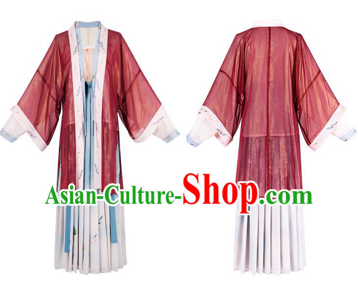 China Ancient Young Beauty Hanfu Dress Garment Traditional Song Dynasty Nobility Lady Costumes