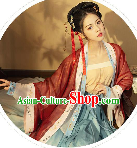 China Ancient Young Beauty Hanfu Dress Garment Traditional Song Dynasty Nobility Lady Costumes