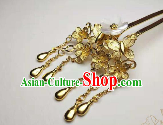 Chinese Traditional Ancient Princess Sakura Hairpin Handmade Tang Dynasty Rose Quartz Hair Stick