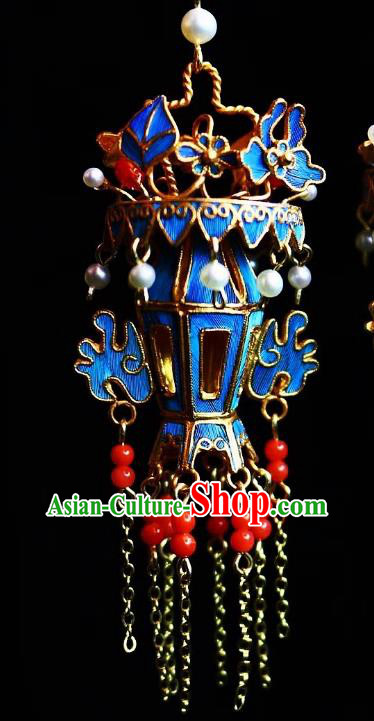 China Traditional Qing Dynasty Court Earrings Ancient Imperial Consort Palace Lantern Ear Jewelry