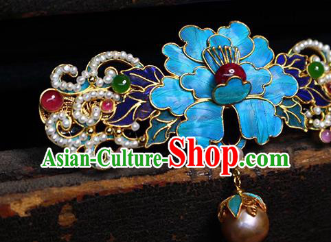 China Traditional Qing Dynasty Cloisonne Peony Necklace Accessories Handmade Necklet Pendant Jewelry
